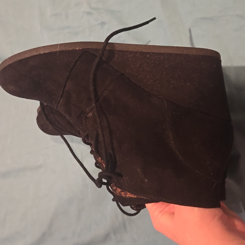 Black Lace Up Wedges - Picture 6 of 7